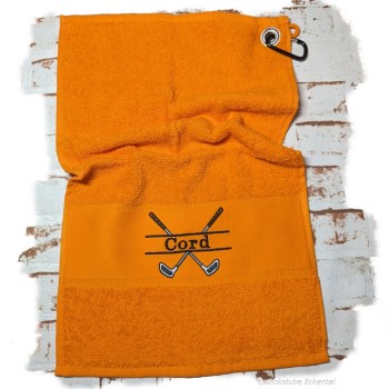 Golfhandtuch orange mit Namen